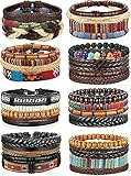 LOLIAS 27/31 Stücke Mixed Wrap Geflochtene Lederarmbänder Holz Perlen armband Herren Manschette...