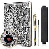 DND Dragon Notizbuch 3D geprägtes Ledertagebuch A5 Antigue Reisetagebuch mit Pen&Pen Sleeve,D&D...