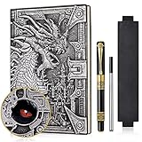 DND Dragon Notizbuch 3D geprägtes Ledertagebuch A5 Antigue Reisetagebuch mit Pen&Pen Sleeve,D&D...