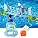 JOYIN Aufblasbares Pool Volleyball Set, Volleyball Basketball Hoops Pool Float Set, Schwimmende...
