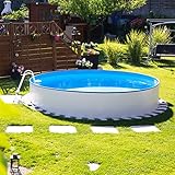 Steinbach Stahlwandpool Set Nuovo – 011111 – Ø 450 x 120 cm – Runder Pool in Weiß für bis...