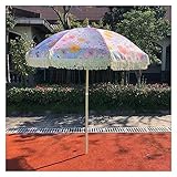 NOIRDA Rund Gartenschirm Strandschirm Mit Kippfunktion, Ø 2 M Tragbarer Dekorativer Terrassenschirm...