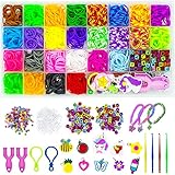 WONDERFORU Loom Bänder Set zum Basteln, 1800+ Bunt Gummibänder Starterset DIY Basteln Bunte...