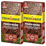 Floragard Mulch Pinienrinde 25-40 mm 2x60 L • grob • dekorativer Bodenbelag • unterdrückt...