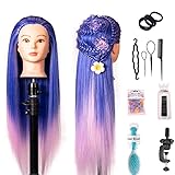 Frisierkopf Trainingsköpfe Übungskopf, Echthaar Friseurkopf Synthetic Hairdressing Cosmetology...