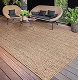 Paco Home Outdoor Teppich wetterfest & langlebig Flachgewebe in moderner Jute-Sisal-Optik in...
