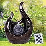 Gartenbrunnen Solarbrunnen Brunnen Vogelbad Wasserfall, Gartendeko mit Pumpe, Wasserspiel für...
