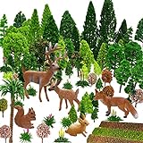 OrgMemory 70 Gemischte Modellbau Bäume, h0 Bäume mit Tierfiguren, Kunstbäume Modellbau für...