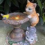 Gartendeko Katze Figuren Garten Deko Solarleuchten, Solarlampen für Außen Balkon Gartendekoration...