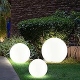 etc-shop 3er Set LED Solar Außen Leuchten Balkon Beleuchtung Garten Deko Steck Lampen Kugeln weiß...