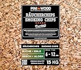 PINI 15 Kg Räucherchips Buche und Erle gemischt 6-12 mm Smoking Chips Räucherspäne
