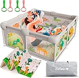 DeFieltro Laufstall für Babys, 150 x 180 cm, mit Netzstoff, atmungsaktiv, faltbar, rutschfest,...