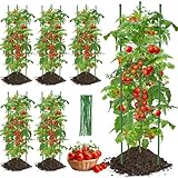 6 Stück Tomatenkäfige Tomaten Rankhilfe, 130cm Verstellbar Tomatenturm Rankgitter Pflanzenstütze...