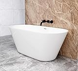 Aica Sanitär Badewanne Freistehende Badewanne mit Siphon Acryl Set Acrylbadewanne Acrylwanne...
