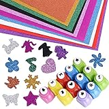 JNCH 12 Motivstanzer + 10 Glitzerfolie Selbstklebend Papier Stanzer Glitzer Klebefolie Weihnachten...