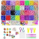 2500+Loom Bänder Set, Loom Bänder Zubehör Bunte Gummibänder Loops Gummis für Armbänder, Rubber...