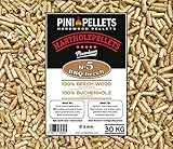 PINI Hartholzpellets 100% Buche № 5 BBQ Beech 30 Kg Grillpellets zum Grillen Räuchern Smoken...