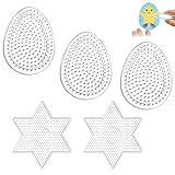 Azlanway Bügelperlen Platten Set, 5 Stück Steckplatten Transparent Bügelperlen, 9x7cm Eiform &...