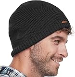 Unisex Beanie Mütze, Dehnbare weiche thermische Beanie mit Dicker Warmer Fleece Futter, Klassische...
