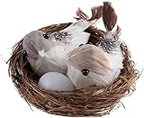 LNYMZD 1Set Simulation Vogelnest mit Vogel und Eier Dekor, Fake Schaum Feder Vögel, künstliche...