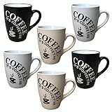 doriantrade Kaffeebecher 6 Stück Coffee Tassen 300ml aus Keramik Kaffee Becher Tasse 6er Set