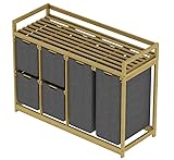 Wäschekorb 6 Fächer, Große Wäschesammler 200L Mit Korb Wäschesortierer mit 2 Wäschesäcken und...