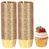 CLIUNT Cupcake Muffin Förmchen aus Aluminiumfolie, 100pcs Cupcake Formen Gold, Backförmchen aus...