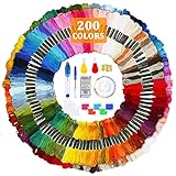 JOTOL Stickgarn,200 Farben Kreuzstich Fäden+Werkzeuge,Embroidery Threads Regenbogenfarbe,Wird für...