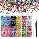 NACHLYNN 36000 Stück Strasssteinen aus Kunstharz 2-6mm Mehrfarbig Flache Runde Jelly Strasssteine...