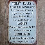 Vintage Metallschild Warnung Zu Toilettenregeln Retro Blechschild Schild Nostalgie Eisenmalerei...