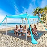 Strandzelt UV Schutz riggoo Sonnenzelt Sonnensegel Strand Zelt 3 × 3m Komfort Outdoor-Schatten für...