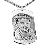 Personalisierte Halskette mit Fotogravur | Rechteckige Edelstahl-Plakette für Männer & Frauen |...
