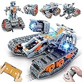 HOGOKIDS Technik Ferngesteuert Bauspielzeug mit LED Licht - 5 in 1 RC Roboter Tracked Racer mit App...