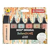 Textmarker - STABILO BOSS ORIGINAL NatureCOLORS - 6er Pack - beige, warmgrau, grünerde, siena,...