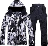 HOTIAN Herren Schneeanzug, Herren Ski Jacke und Hosen Set,Winter Warme Schnee Skifahren Sätze,für...