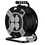 REV Kabeltrommel EX 50m Outdoor Verlängerungskabel außen IP44, Ideal für Garten und Camping,...