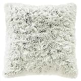 CelinaTex Shetland Dekokissen 45 x 45 cm Creme grau Flokati Optik Zierkissen Langhaar Sofakissen...