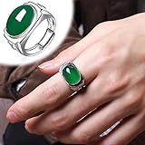 HYHJYMG 925 Sterling Silber Offenes Achat Smaragd Ring 2.5ct Damen für Smaragdringe Saphirringe...