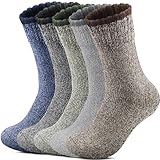 Reamphy 5 paar Herren Merino Thermosocken Socken，Outdoor Warme Wolle Wandersocken, Dicke...
