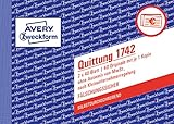 AVERY Zweckform 1742 Quittungsblock Kleinunternehmer (A6 quer, 2x40 Blatt, mit Durchschlag,...