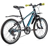 Leaderfox 20 Zoll Alu Mountainbike Kinder Fahrrad MTB 6 Gang schwarz blau