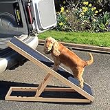 GBWHL Haustier Hund Rampe höhenverstellbar rutschfeste Sicherheitsrampe für die Reise aus Holz...