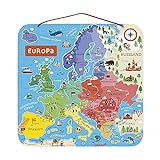 Janod - Magnetisches Puzzle Europakarte - Pädagogisches Holzpuzzle zum Lernen der Geographie -...