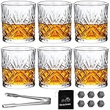 Crystal Whisky Gläser 6 Stück Whiskey Gläser 6er Set 30cl/300ml-Schwere Old Fashioned Whiskey...