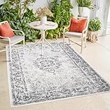 payé In- & Outdoor-Teppich - Grau Creme - 120x170cm - Ornamente - Wendeteppich Wetterbeständig...