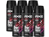AXE Bodyspray Recharge Sport Fresh | 6x 150ml Deo ohne Aluminium Männerdeo | Deodorant Deo Spray...