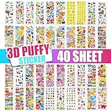 colortouch 3D Aufkleber für Kinder, 40 Blätter Verschiedene 3D Geschwollene Stickers,...