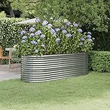 HETFTJN Hochbeet Verzinkter Stahl 224x80x68 cm Silber, ovales Pflanzkübel Raised Garden Bed mit...