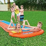 Bestway 52328 BW52328 H20GO Double Water Slip and Slide, 4.88m Inflatable Garden Games with Built-in...
