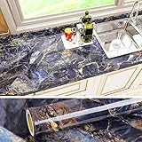 VEELIKE Marmoroptik Blau selbstklebende Möbelaufkleber 40cm x 600cm PVC Wasserdichte Klebefolie...